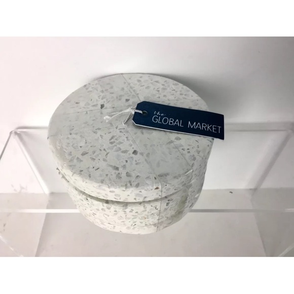 New The Global Market White Marble Coasters Round Set of 4 Size 4” - Picture 2 of 7